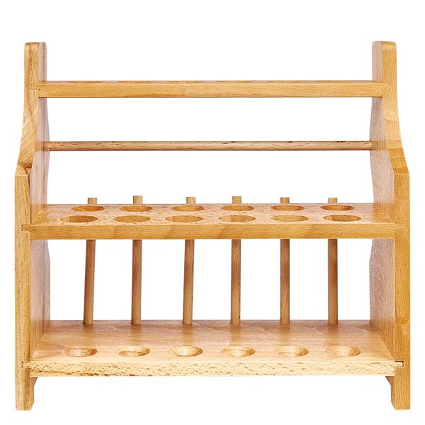 Stojaki na prob&#243;wki wykonane z drewna, do s&#322;oik&#243;w o &#347;rednicy do ok. 18 mm, na 12 s&#322;oik&#243;w, z 6 pr&#281;tami