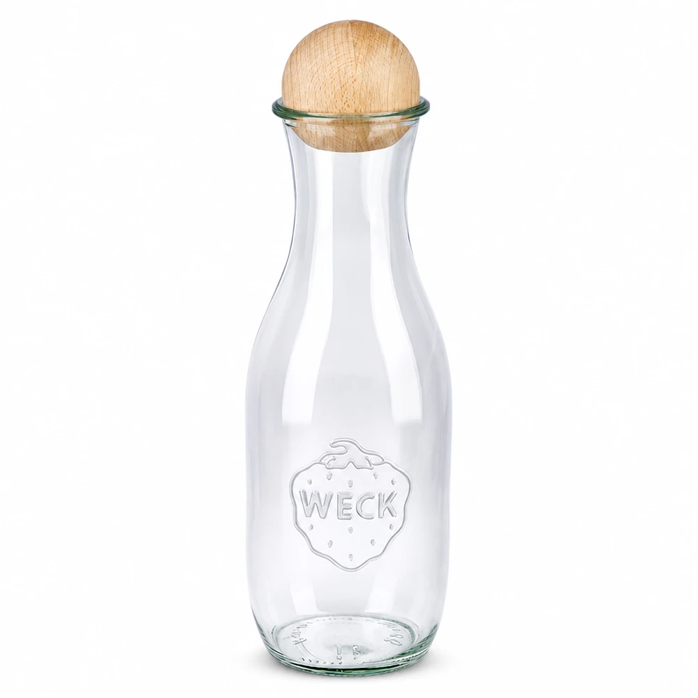 Butelka na sok 1062 ml WECK RR60 z drewnianą kulką buk