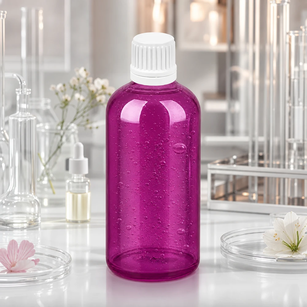 Precyzyjny zakraplacz 0,7 mm z fioletową plastikową butelką o pojemności 100 ml do aromaterapii i zastosowań laboratoryjnych