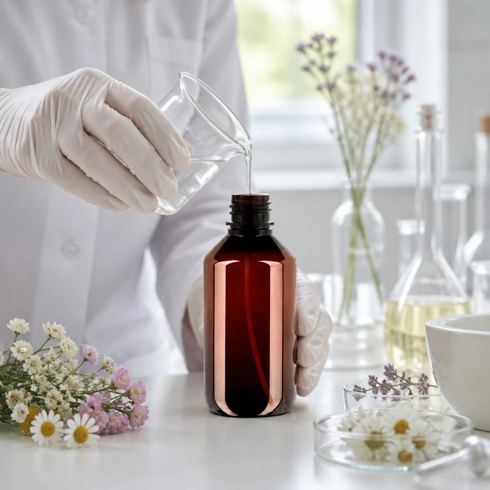 Butelka PET 200 ml z czarnym atomizerem 200ml PET Flasche mit schwarzem Sprühkopf für Naturextrakte und botanische Pflegeformulierungen
