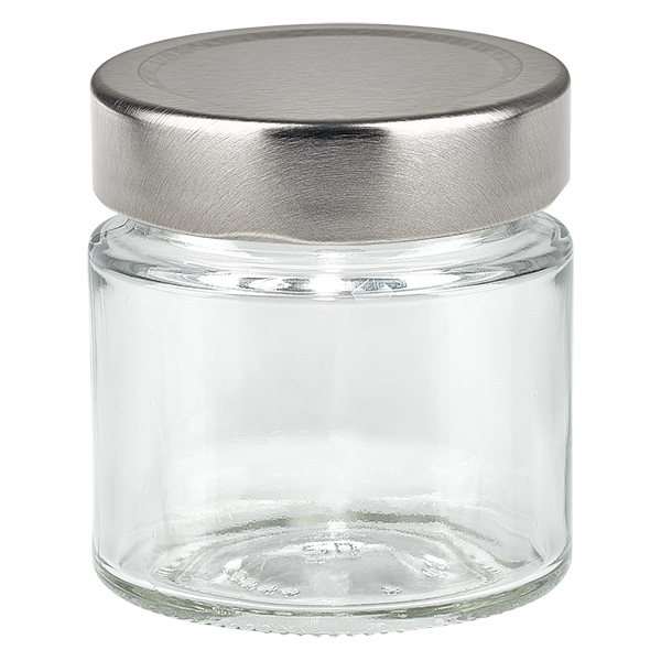 135 ml okr&#261;g&#322;e szk&#322;o + pokrywka BasicSeal srebrna deep UN..