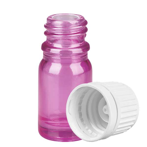 Butelka 5 ml z zakr&#281;tk&#261; 11 mm w kolorze bia&#322;ym Oryginalna zakr&#281;tka PurpleLine UT18/5