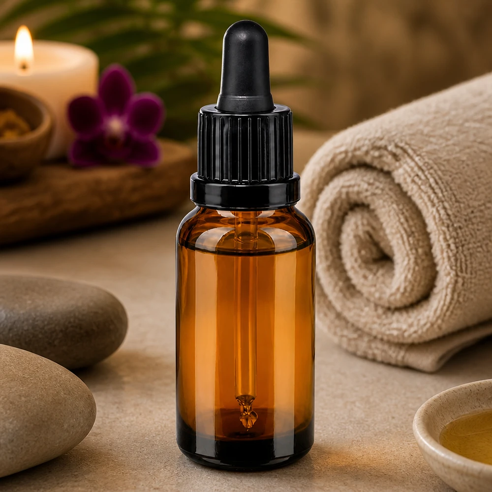 Butelka z pipetą BrownLine 20 ml z czarną nasadką UT18/20 do zastosowań farmaceutycznych