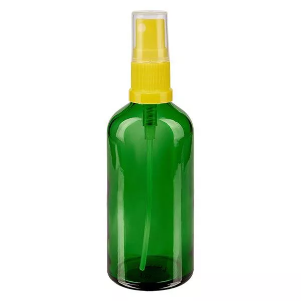 Butelka apteczna zielona 100ml rozpylacz żółty Butelka apteczna zielona 100ml rozpylacz żółty
