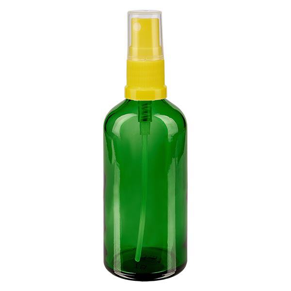 Butelka apteczna zielona 100ml rozpylacz żółty Butelka apteczna zielona 100ml rozpylacz żółty