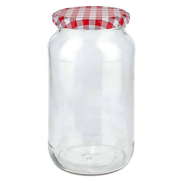 S&#322;oik okr&#261;g&#322;y 1062 ml + pokrywka BasicSeal czerwono-bia&#322;a UN..