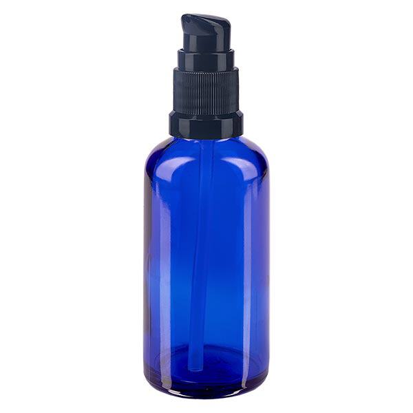 Butelka apteczna niebieska 50ml zakrętka z pompką czarna St Butelka apteczna niebieska 50ml zakrętka z pompką czarna St