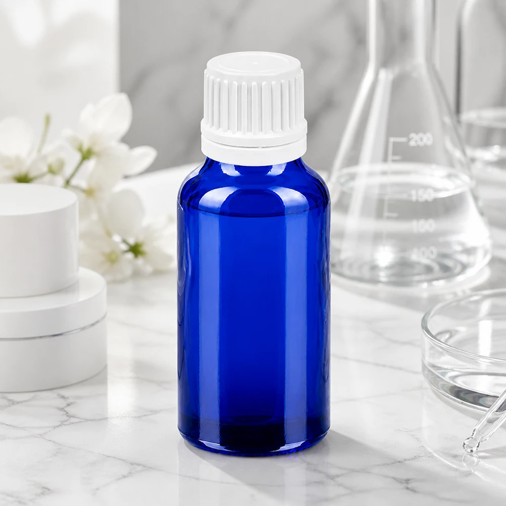 Kompaktowa butelka BlueLine o pojemności 20 ml z gwintem 11 mm do zastosowań laboratoryjnych i farmaceutycznych
