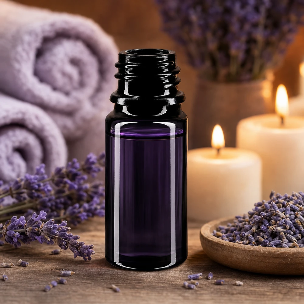 Butelka z zakraplaczem 5 ml „Orion” szkło fioletowe Miron® Wysokiej jakości fioletowa szklana butelka z zakraplaczem Orion 5 ml - ochrona przed promieniowaniem UV zapewniająca optymalny okres trwałości olejków aromatycznych