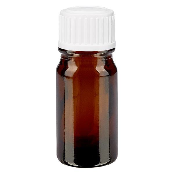 Butelka apteczna brązowa 5ml zakrętka biała. Globulki szt Butelka apteczna brązowa 5ml zakrętka biała. Globulki szt