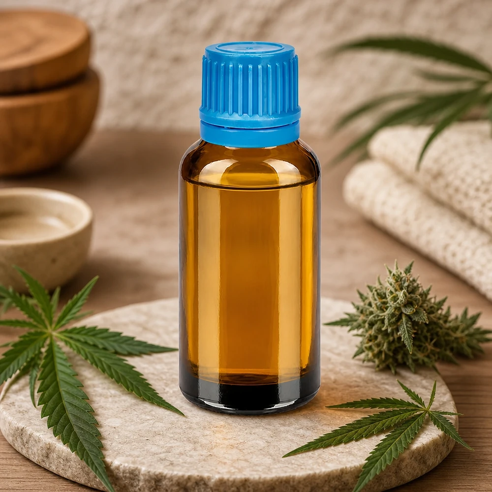 Butelka z bursztynowego szkła o pojemności 30 ml z niebieską zakrętką 11 mm do profesjonalnego przechowywania produktów