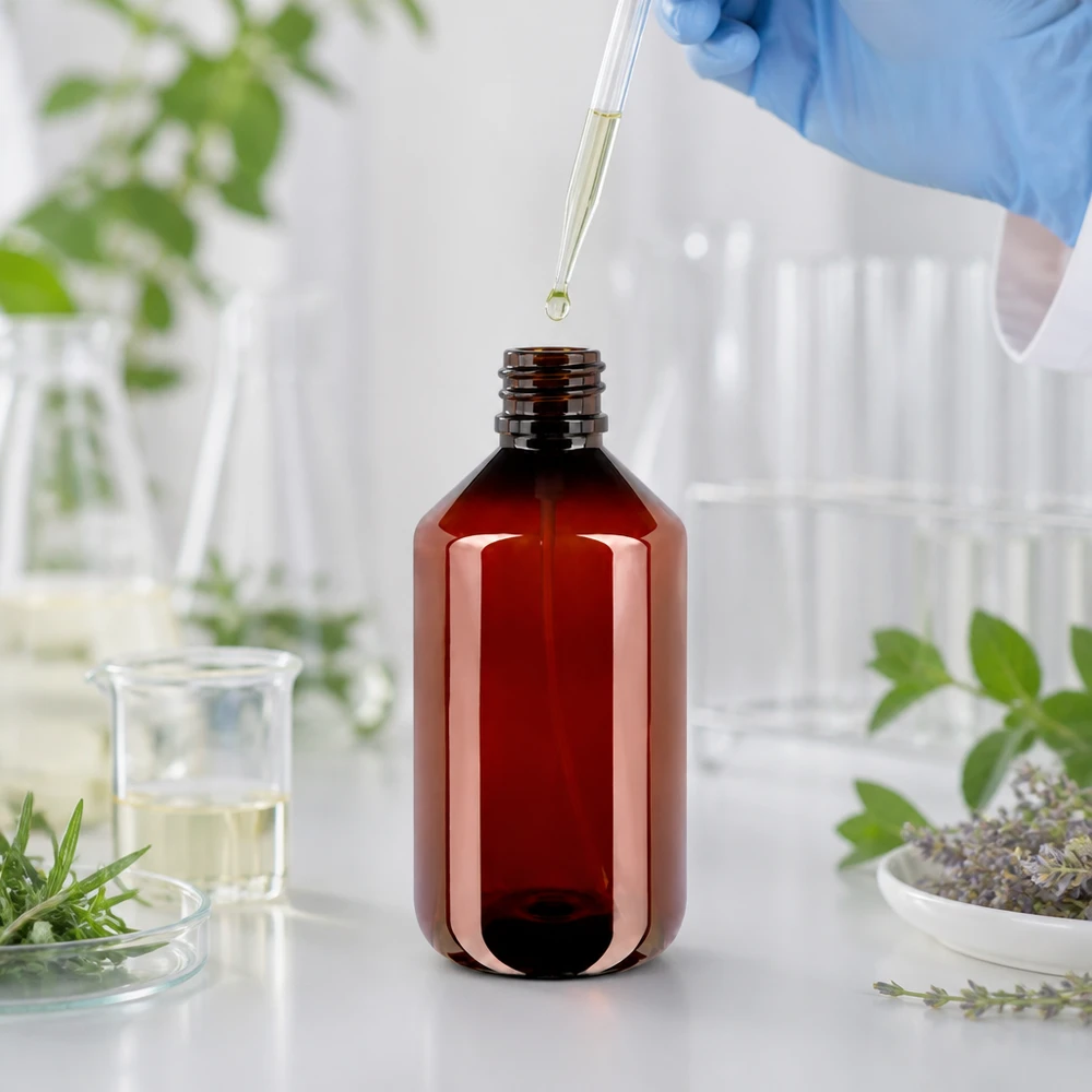 Butelka PET 500ml z atomizerem biała Nachfüllbare 500ml Sprühflasche aus braunem PET Kunststoff für Naturprodukte