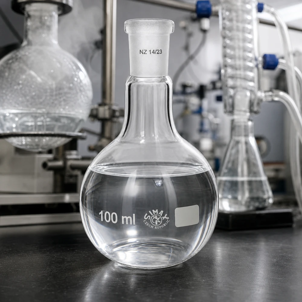 Przezroczysta kolba stojąca 100 ml ze szlifowanym złączem NZ 14/23 do profesjonalnego sprzętu laboratoryjnego