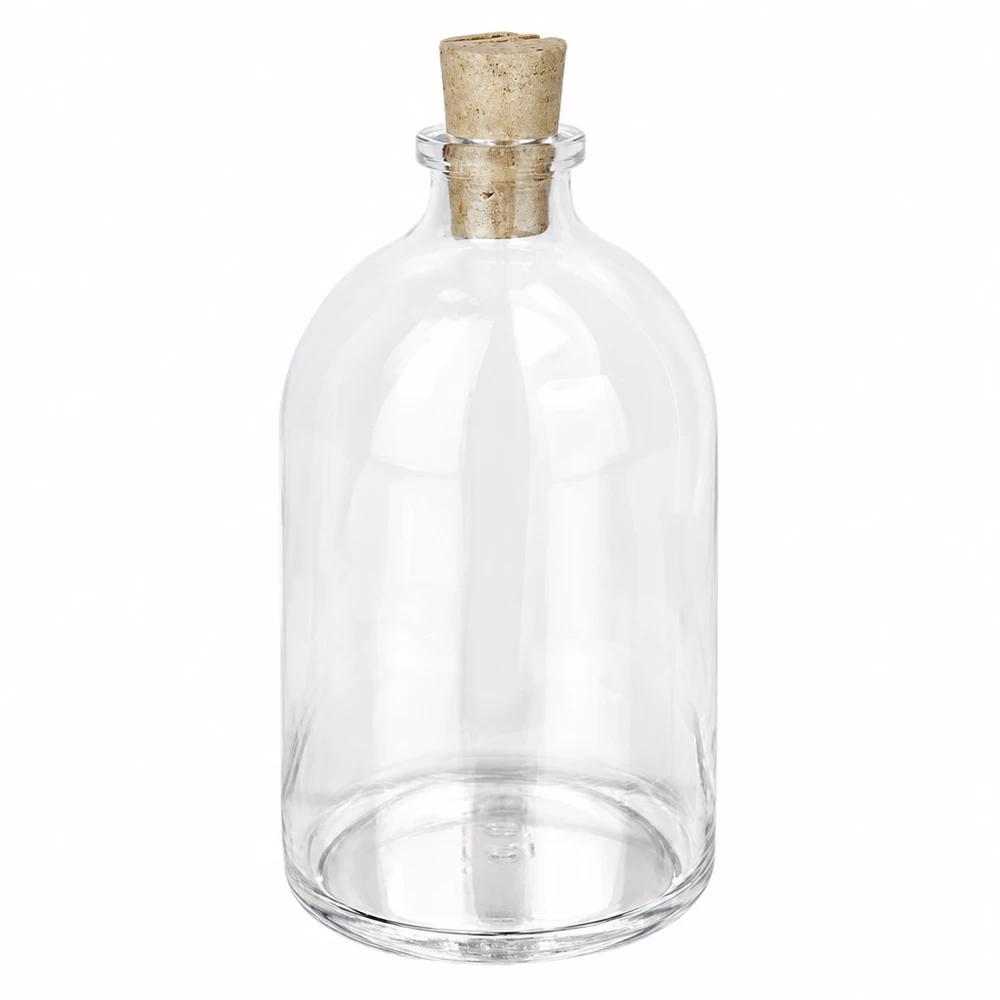 Butelka z przezroczystego szkła 100 ml z korkiem 11/14 mm Glasflasche 100ml Klarglas mit Naturkorken 11/14mm bauchige Form mit schmalem Hals