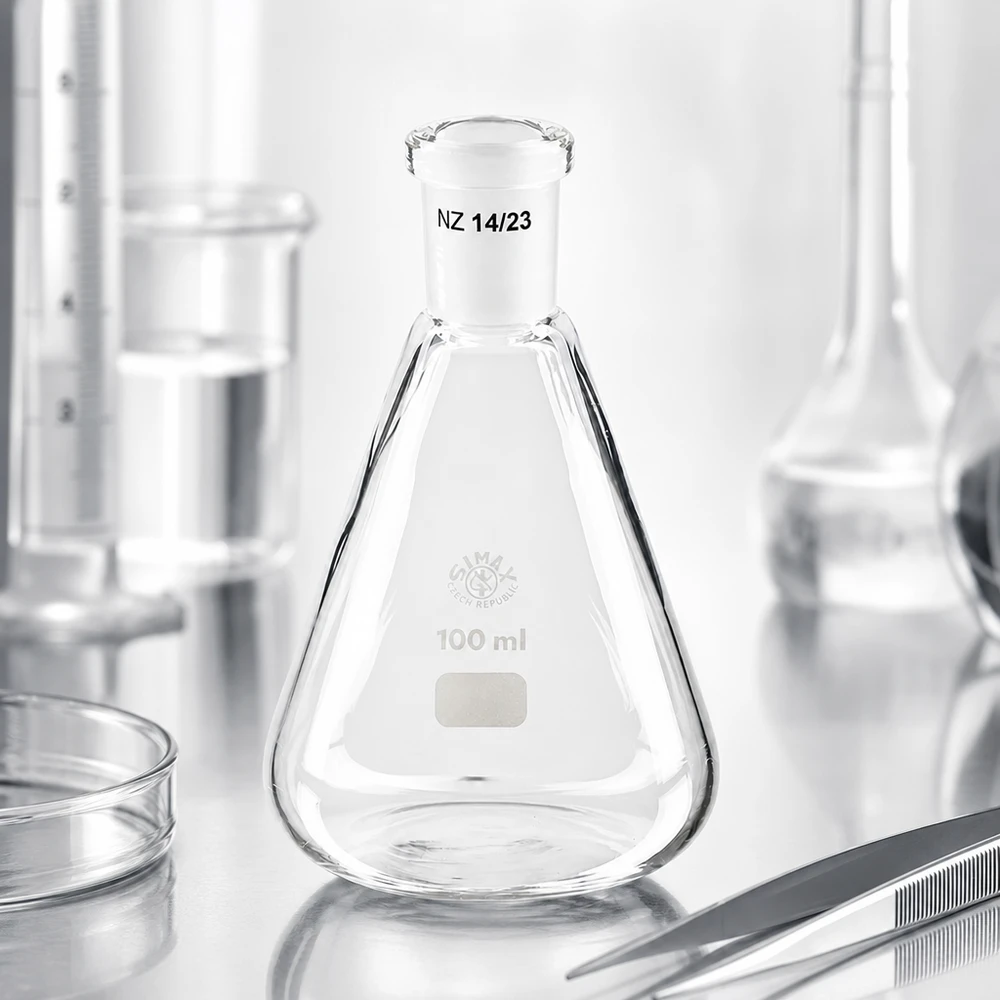 Kolba Erlenmeyera 100 ml ze standardowym szlifowanym złączem (14/23) Kolba Erlenmeyera 100 ml ze standardowym szlifowanym złączem (14/23)