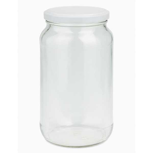Słoik okrągły 1062 ml z pokrywką BasicSeal w kolorze białym UNiTWIST