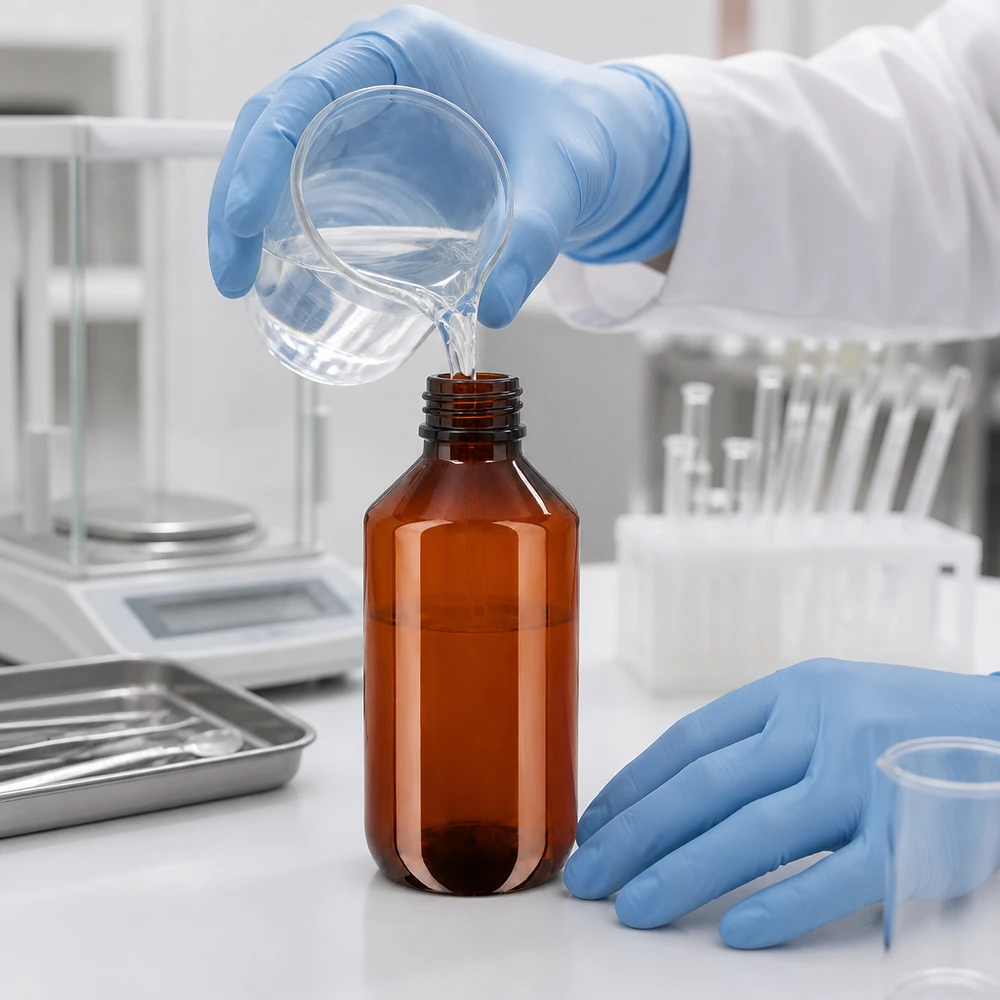 Butelka PET 200 ml z czarną nakrętką OV Wiederverschließbare 200ml PET Rundflasche amber mit Spritzverschluss für professionelle Anwendungen