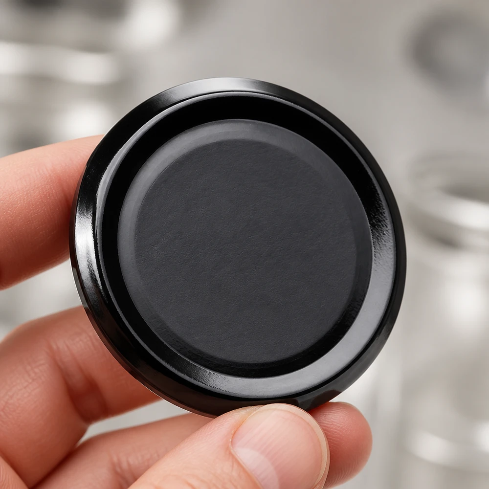 Pokrywka BasicSeal 58 mm, czarna, TO58deep, UNiTWIST – zbliżenie na matową powierzchnię wewnętrzną