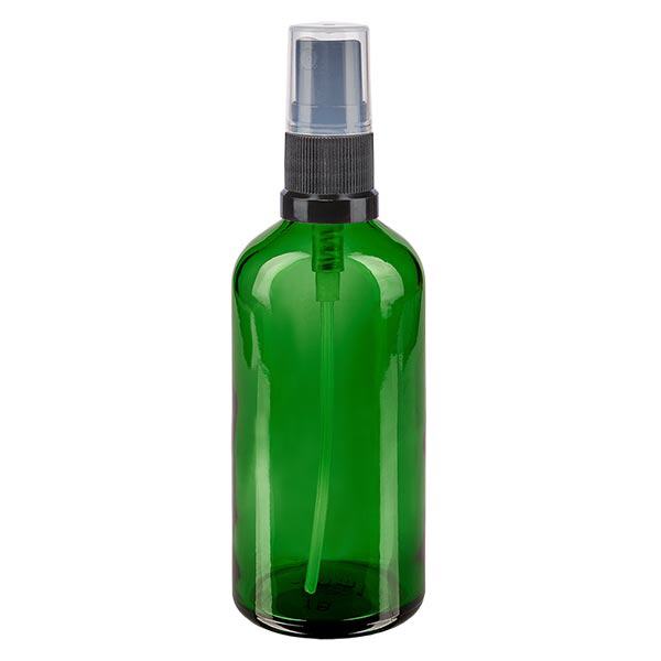 Butelka apteczna zielona 100ml nasadka rozpylająca czarna Butelka apteczna zielona 100ml nasadka rozpylająca czarna