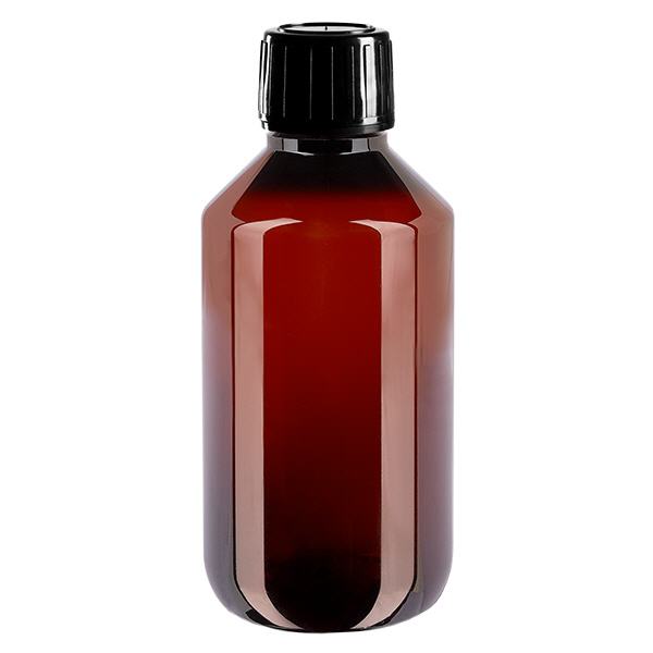 Butelka PET 200 ml z czarną nakrętką OV Butelka PET 200 ml z czarną nakrętką OV