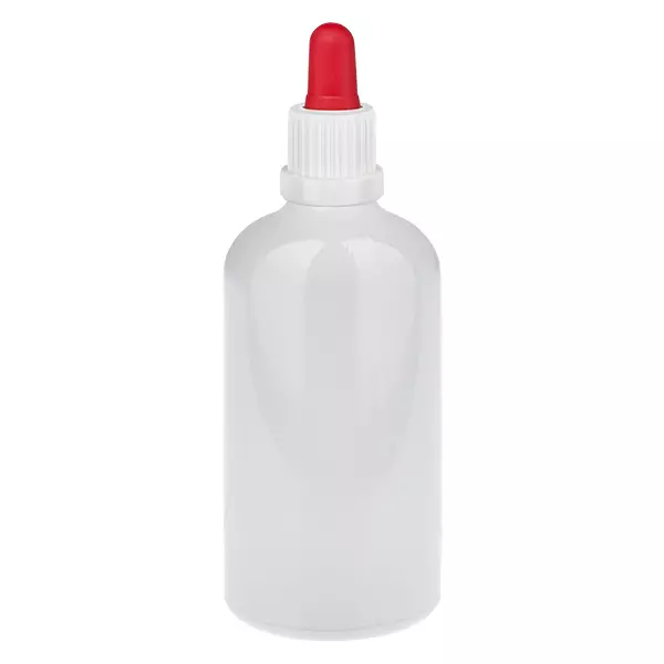 Butelka z pipetą 100 ml, biała/czerwona, zamknięcie zabezpieczające przed otwarciem WhiteLine UT18/100