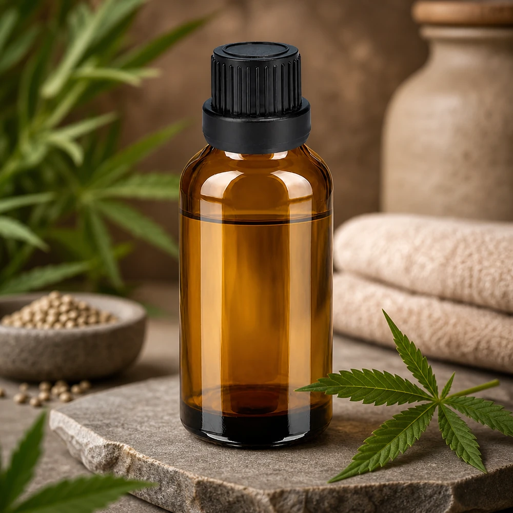 Butelka 30 ml 11 mm SV czarna OV BrownLine UT18/30 Mała szklana butelka o pojemności 30 ml z czarną pokrywką, idealna w podróży i w podróży
