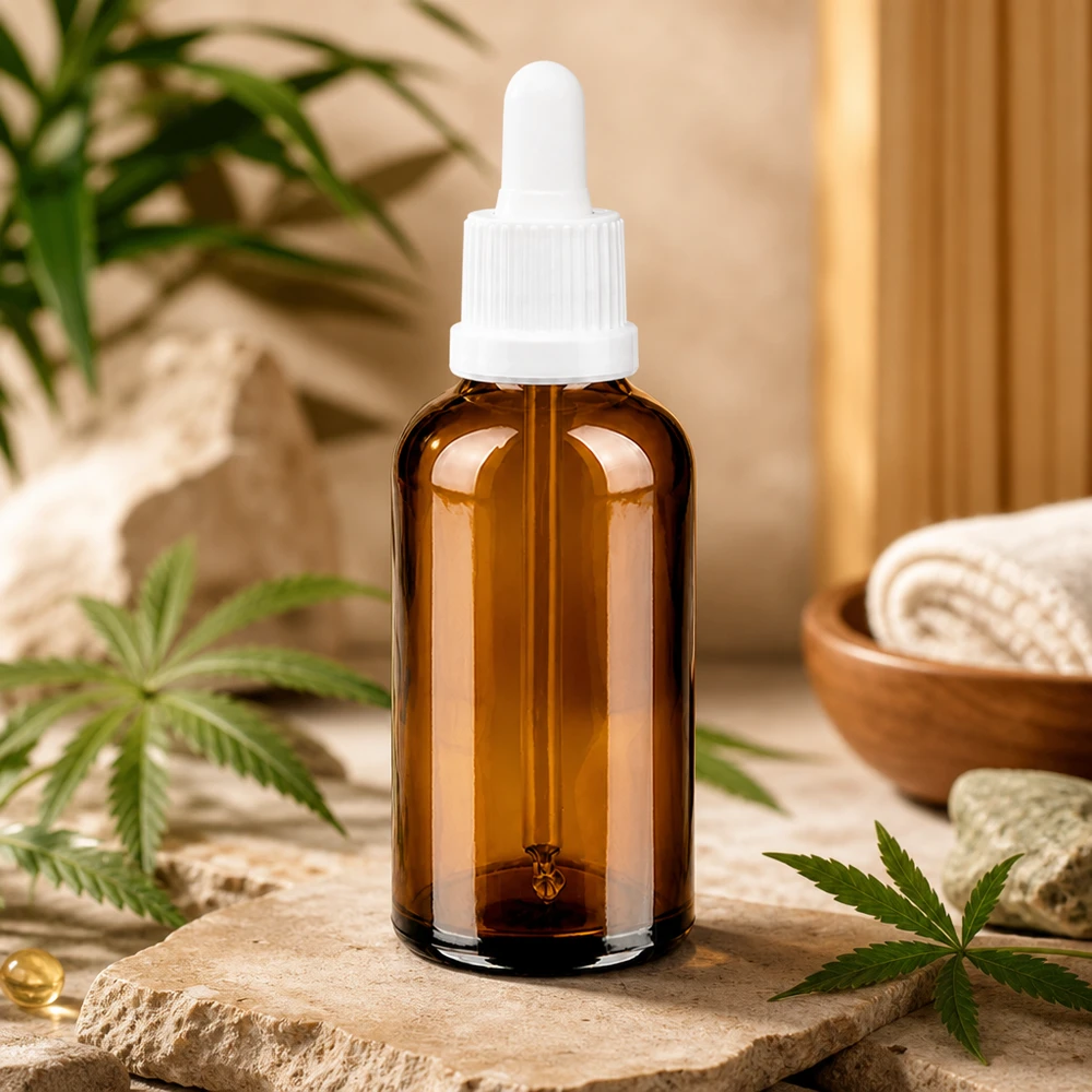 50 ml butelka z pipetą, biała OV BrownLine UT18/50 50 ml szklana butelka BrownLine z pipetą idealna do olejków eterycznych i serum