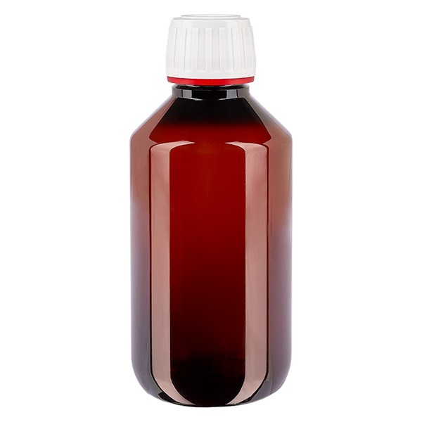 Butelka PET 200 ml z białą/czerwoną nakrętką OV Butelka PET 200 ml z białą/czerwoną nakrętką OV