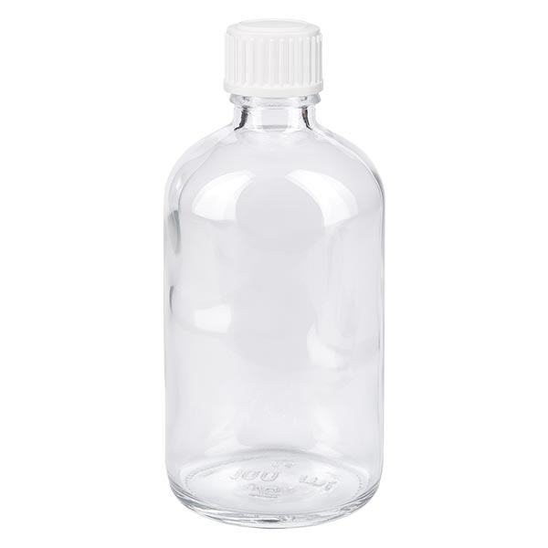 Butelka apteczna przezroczysta 100ml zakrętka białe kuleczki St Butelka apteczna przezroczysta 100ml zakrętka białe kuleczki St