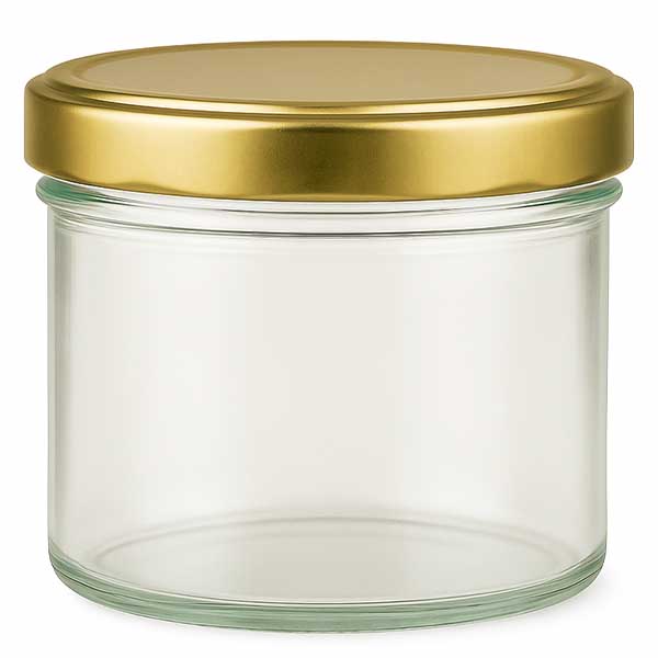 Słoik cylindryczny 230 ml z pokrywką BasicSeal złota UN..