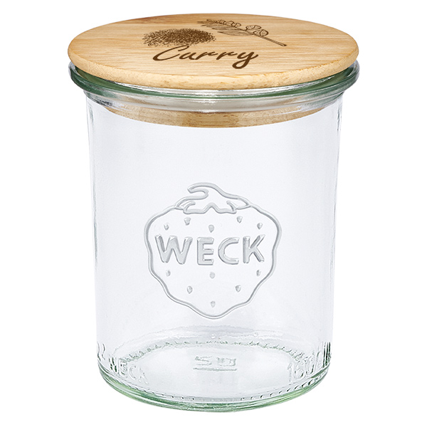 Drewniana pokrywa „Curry” z szklanym wkładem WECK 160 ml Drewniana pokrywa „Curry” z szklanym wkładem WECK 160 ml