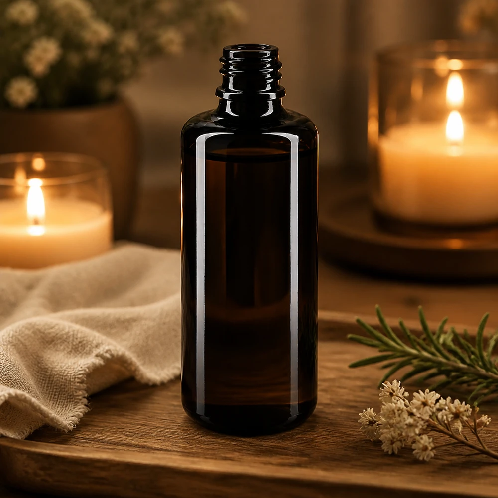 Butelka z fioletowego szkła 100ml DIN 18 (Mironglas) Wysokiej jakości fioletowa szklana butelka Orion 100 ml z gwintem do olejków eterycznych i kosmetyków