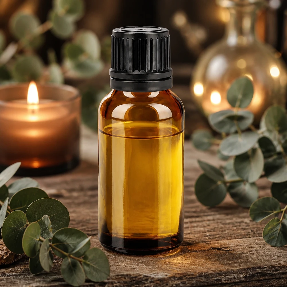 20 ml szklana butelka BrownLine z czarną nakrętką - idealna do aromaterapii i kosmetyków naturalnych