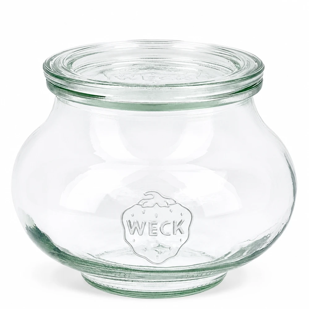 Słoik na biżuterię WECK 560ml ze szklaną pokrywką RR80 Słoik na przetwory przezroczysty okrągły