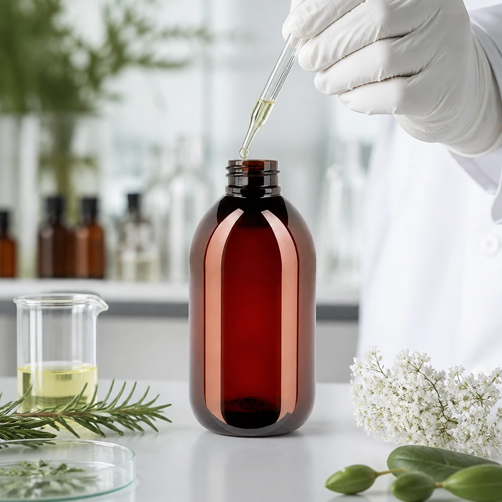 Butelka PET 250ml z nakrętką odgazowującą czerwona Brązowa butelka PET o pojemności 250 ml z czerwonym zamknięciem odgazowującym, przeznaczona do zastosowań chemicznych i kosmetycznych