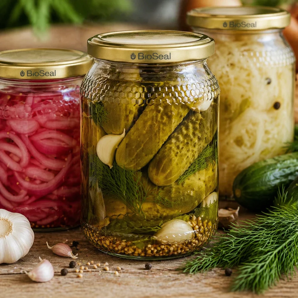 900ml słoik na miód z pokrywką BioSeal złoty do konserwowania ogórków cebuli kapusty kiszonej słoik do fermentacji kuchnia