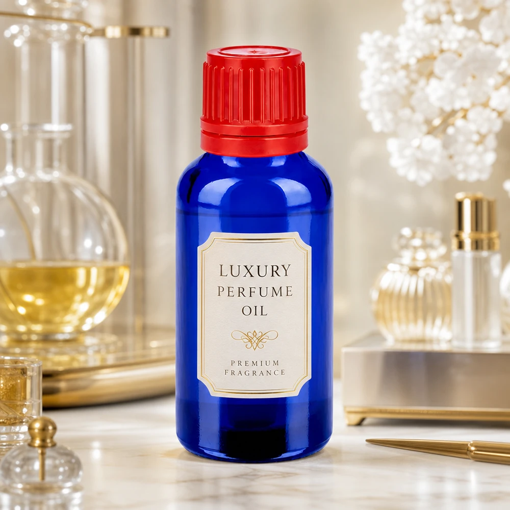 Wysokiej jakości butelka z zakraplaczem 30 ml z gwintem UT18/30 z eleganckiego niebieskiego szkła do produktów luksusowych