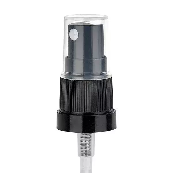 Atomizer z pompką w kolorze czarnym (DIN18, UT18) z przezroczystą nasadką w standardzie. Do butelek farmaceutycznych ApoGlas®, UNiTWIST® i Miron® 5-100 ml z gwintem 18 mm. Atomizer z pompką w kolorze czarnym (DIN18, UT18) z przezroczystą nasadką w standardzie. Do butelek farmaceutycznych ApoGlas®, UNiTWIST® i Miron® 5-100 ml z gwintem 18 mm.