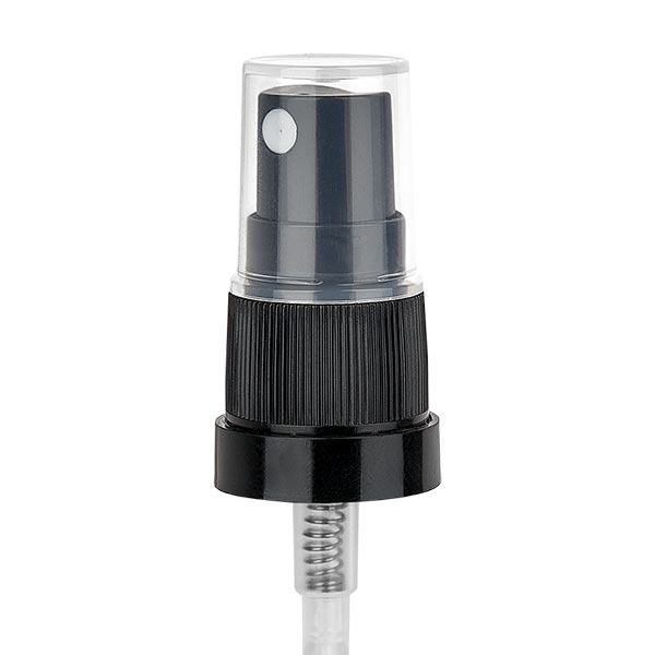 Atomizer z pompką w kolorze czarnym (DIN18, UT18) z przezroczystą nasadką w standardzie. Do butelek farmaceutycznych ApoGlas®, UNiTWIST® i Miron® 5-100 ml z gwintem 18 mm. Atomizer z pompką w kolorze czarnym (DIN18, UT18) z przezroczystą nasadką w standardzie. Do butelek farmaceutycznych ApoGlas®, UNiTWIST® i Miron® 5-100 ml z gwintem 18 mm.