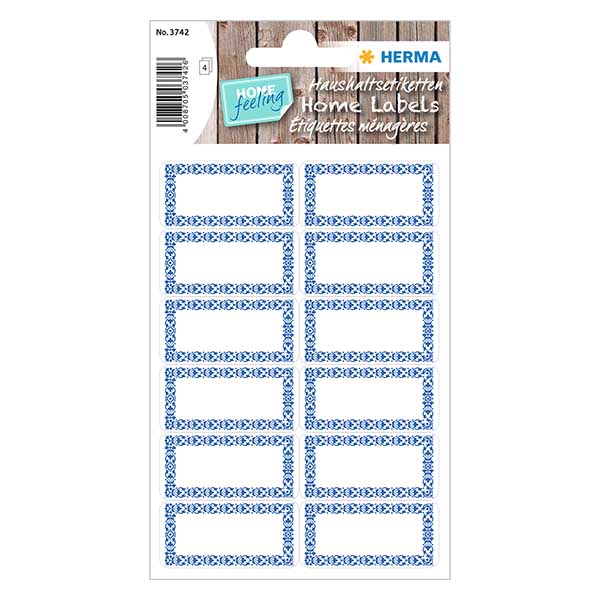 Naklejki kuchenne niebieskie/bia&#322;e (48 naklejek) | 4 arkusze = 48 naklejek papierowych.