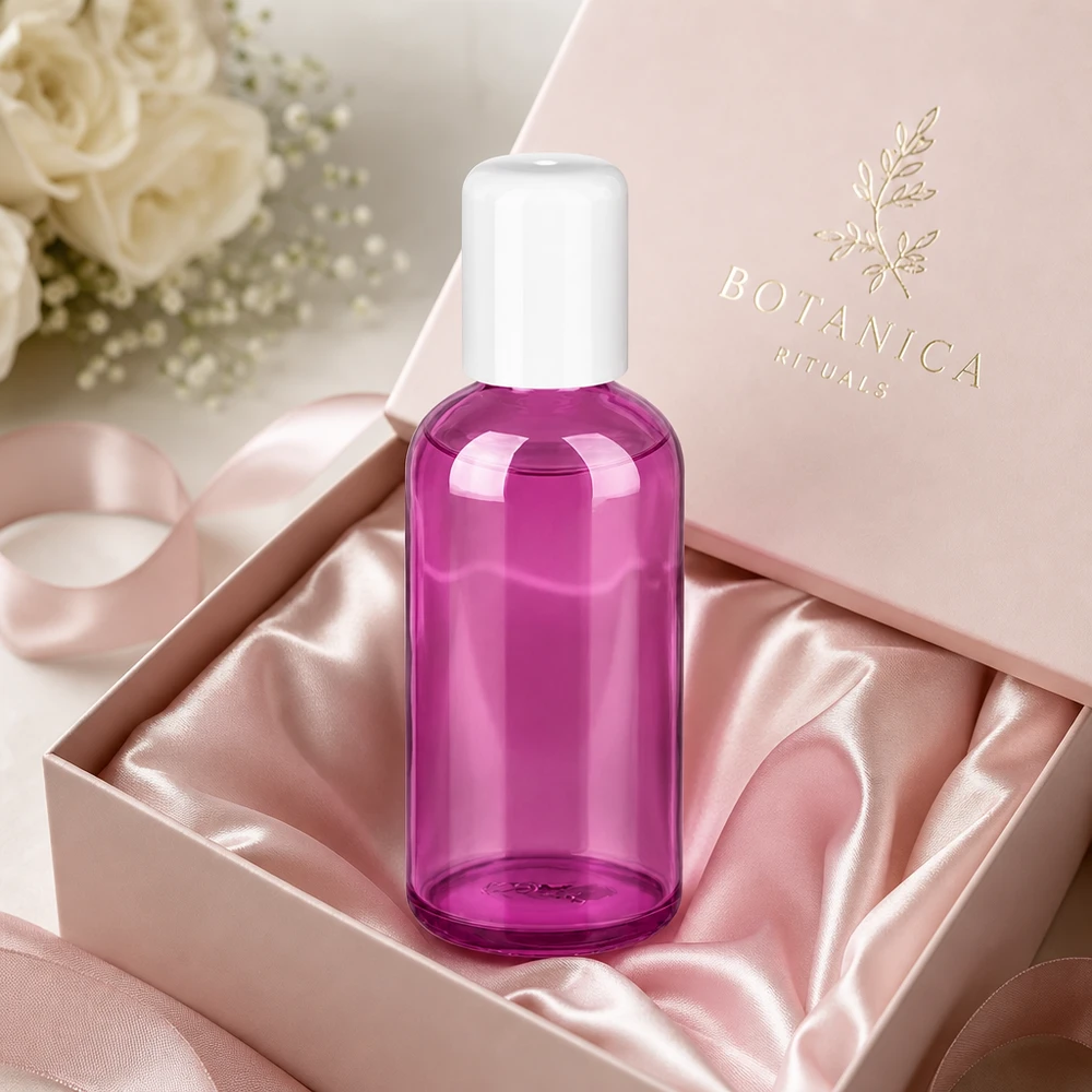 Butelka typu roll-on 100 ml, biała, standardowa PurpleLine UT18/100 Przezroczysta butelka roll-on o pojemności 100 ml w kolorze fioletowym z praktyczną nakrętką ułatwiającą dozowanie.