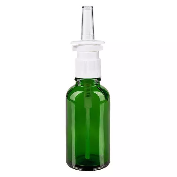 Butelka apteczna zielona 30ml atomizer do nosa biały St Butelka apteczna zielona 30ml atomizer do nosa biały St
