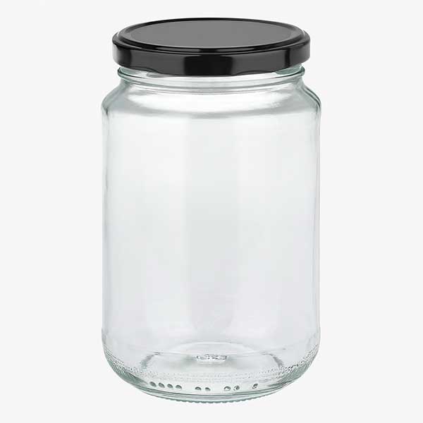 375 ml okrągły słoik z pokrywką BasicSeal czarną UN..