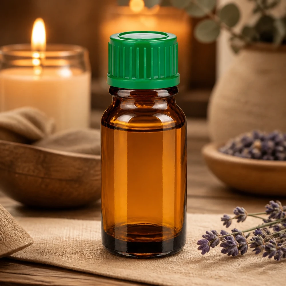 Butelka premium 10 ml z bursztynowego szkła z serii STD BrownLine z zieloną zakrętką dla profesjonalistów