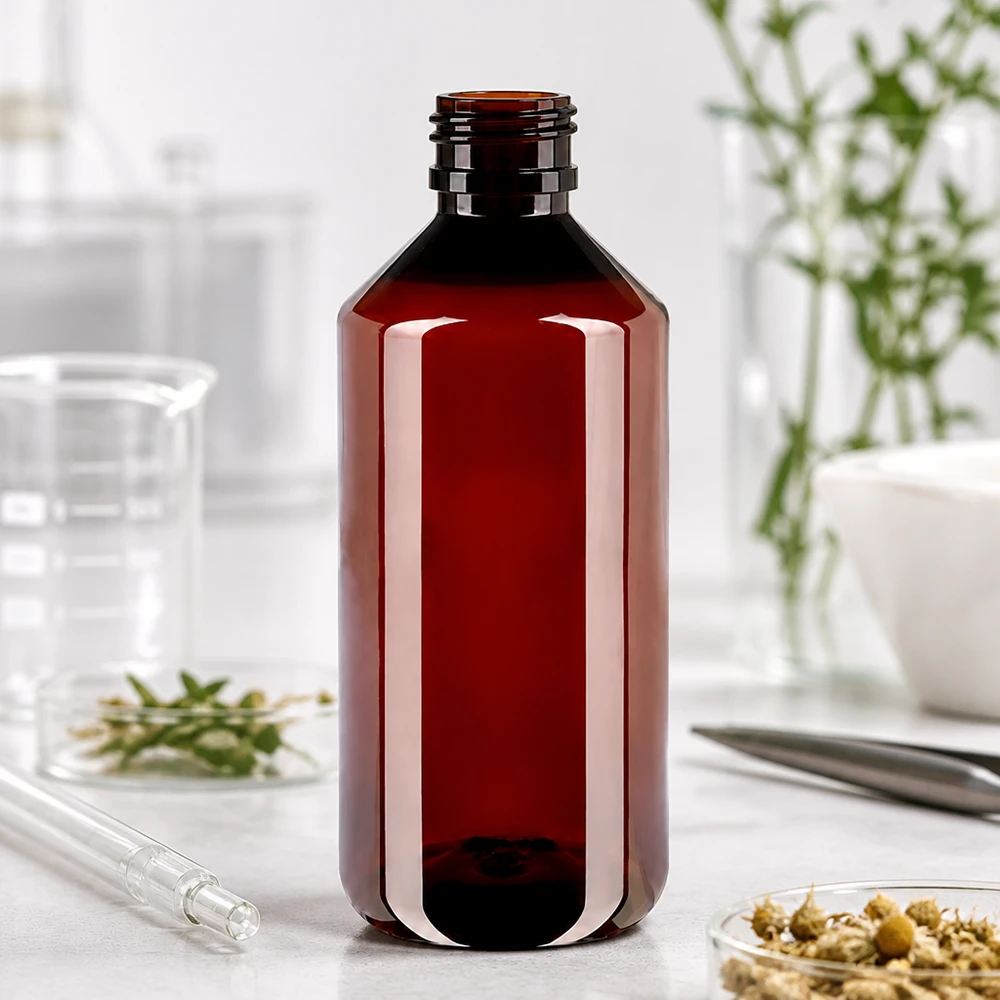 Butelka PET 1000ml z zieloną nakrętką OV Pusta brązowa butelka PET o pojemności 1000 ml z gwintem do zakręcania, przeznaczona do oryginalnej zielonej nakrętki