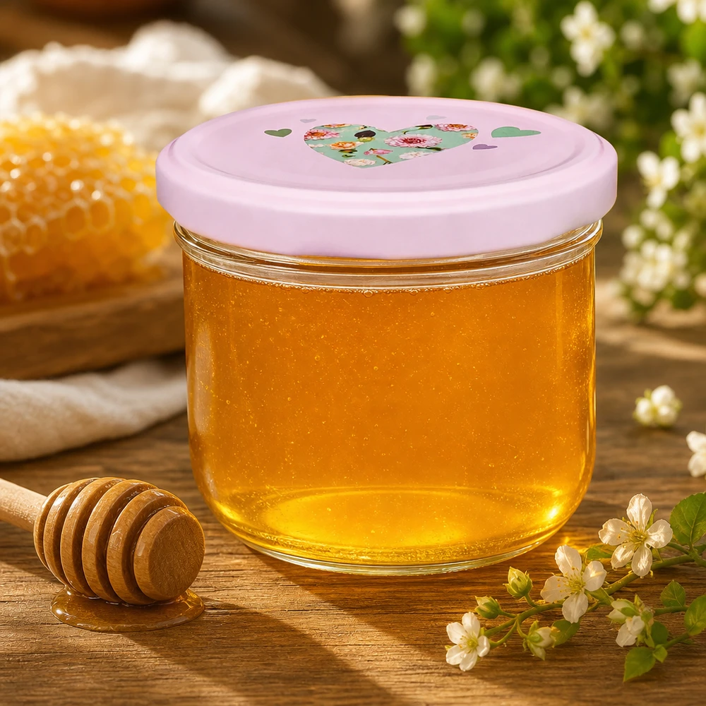 Słoik z pokrywką 260 ml + pokrywka BasicSeal serce różowy UN..