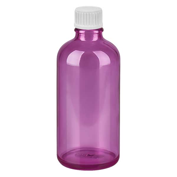 Butelka 100 ml (kuleczka) z pier&#347;cieniem nalewowym 3 mm, bia&#322;a Standard PurpleLine. UT18/100
