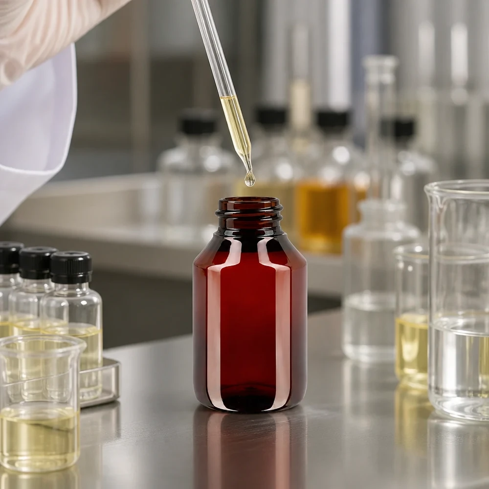 Robuste PET Flasche 50ml in Braunglas Optik mit Originalitätsverschluss für Kosmetik