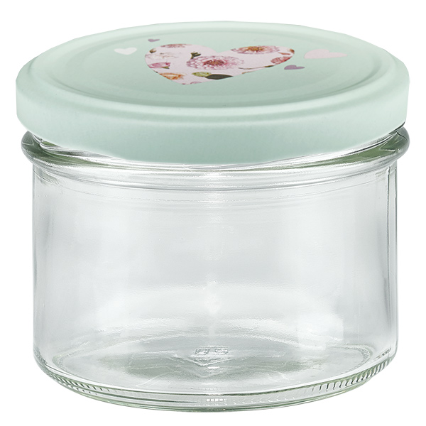 S&#322;oik 225 ml + pokrywka BasicSeal w kszta&#322;cie serca, mi&#281;towa UN..