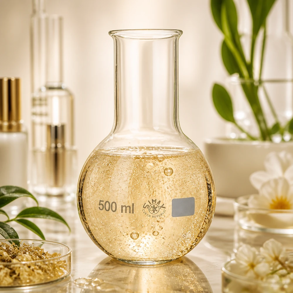 Kolba ze szkła borokrzemowego 500 ml ze złotym połyskiem do stylowego sprzętu laboratoryjnego